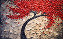 Red Beautiful Leafs Art Self Adhesive Sticker For Refrigerator
