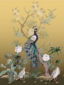 Peacocks With Flowers On Tree Art Self Adhesive Sticker For Refrigerator