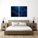 Cricket Batsman Wall Art , Set Of 2