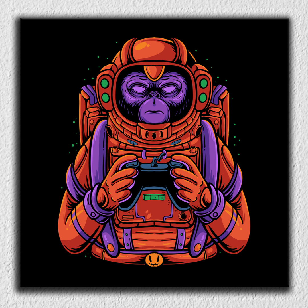 Monkey Space Orange Purple Art