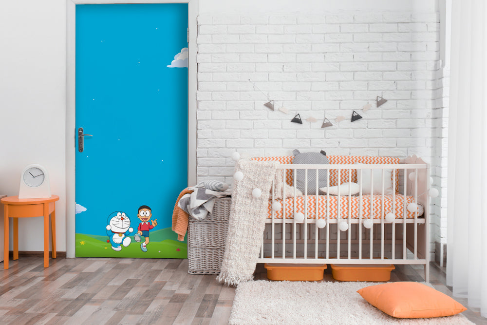 Doremon With Nobita Self Adhesive Sticker For Door