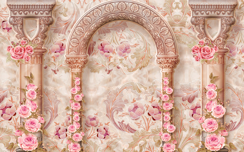 pink Chic Wall Flowers Customize Wallpaper