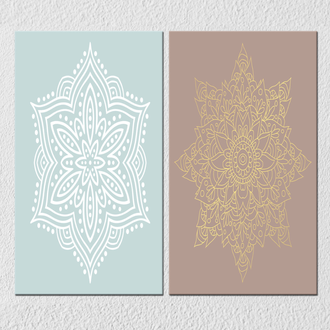 Blue Violet Mandala Art, Set Of 2