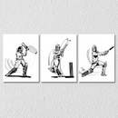 Cricket Batsman Wall Art, Set Of 3