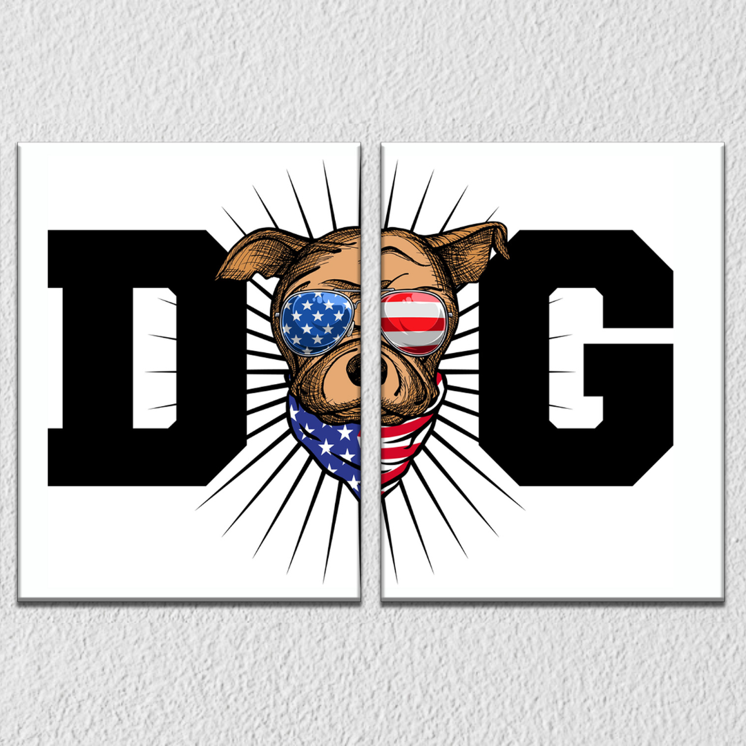 DOG Typography Wall Art, Set Of 2