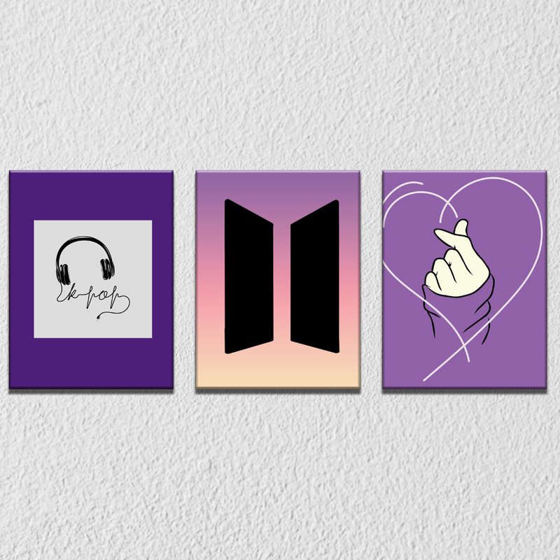 BTS Logo And Symbols Wall Art, Set Of 3