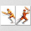 Cricket Batsman Wall Art , Set Of 2