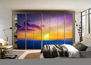 Sunset In Purple Sky Self Adhesive Sticker For Wardrobe