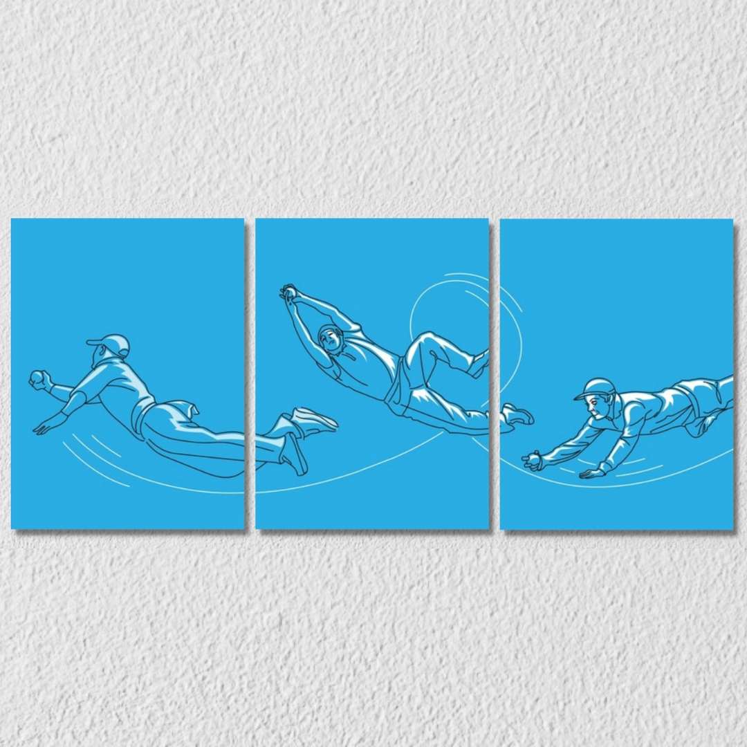 Cricket Baller Wall Art, Set of 3