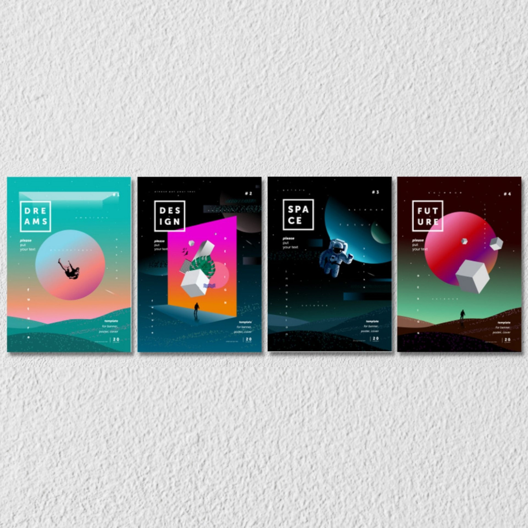 Space Wall Art, Set of 4