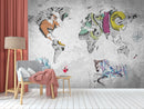 Wonderful World Map Kids Wallpaper