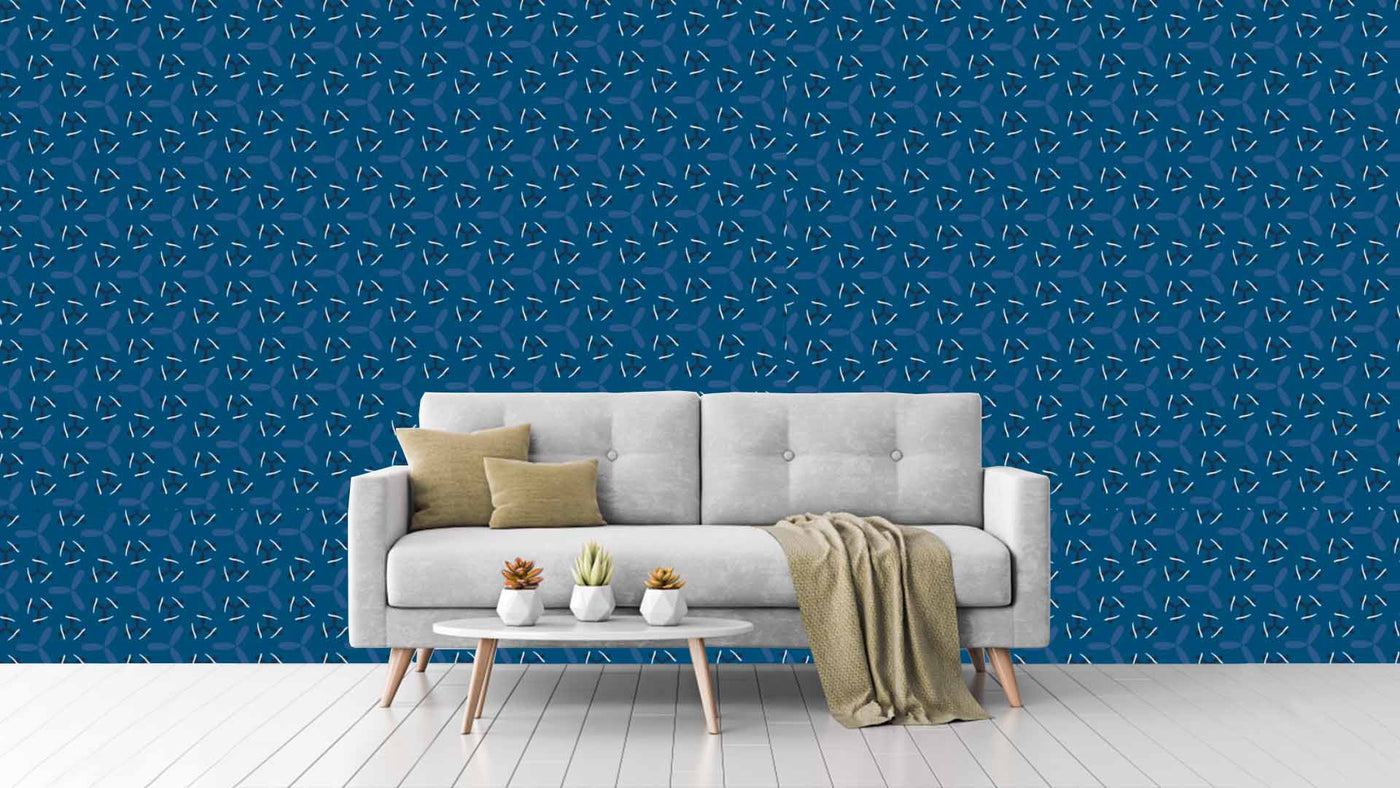 Blue Fan Pattern Wallpaper
