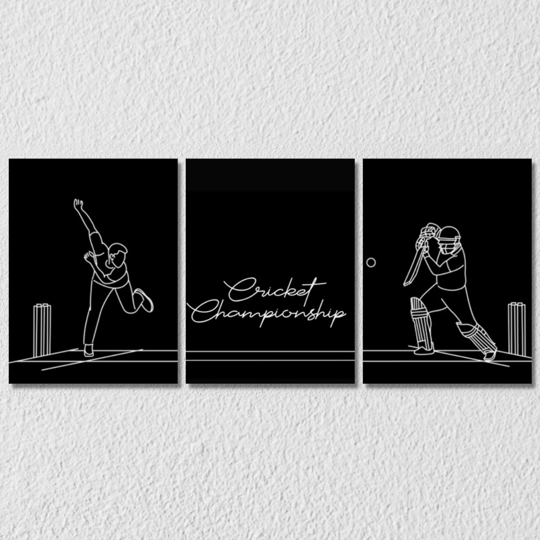 Cricket Championship Wall Art, Set Of 3