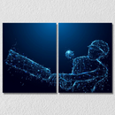 Cricket Batsman Wall Art , Set Of 2