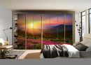 Sun Rays In Pink Farm Self Adhesive Sticker For Wardrobe