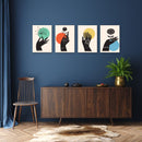 Decorated Hands With Leaves, Set Of 4