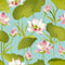 Lotus With Green Leafs Painting Self Adhesive Sticker For Wardrobe