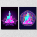 Neon Pink And Blue Buddha, Set Of 2