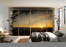 Sunset And Tree Painting Self Adhesive Sticker For Wardrobe