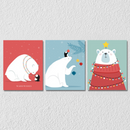 Cute Christmas Bear Art, Set Of 3