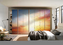 Colourful Sky Sunrays Painting Self Adhesive Sticker For Wardrobe