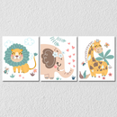 Cute Animals Wall Art 2, Set Of 3
