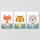 Cute Animals Wall Art 1, Set Of 3