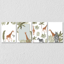 Zebra And Giraffe Foliage Art, Set Of 4