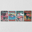 Flamingo Tropical Wildlife Poster, Set Of 4