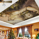 Ancient Woman Flowers Ceiling Wallpaper