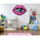 Pink Lips Self Adhesive Sticker Poster