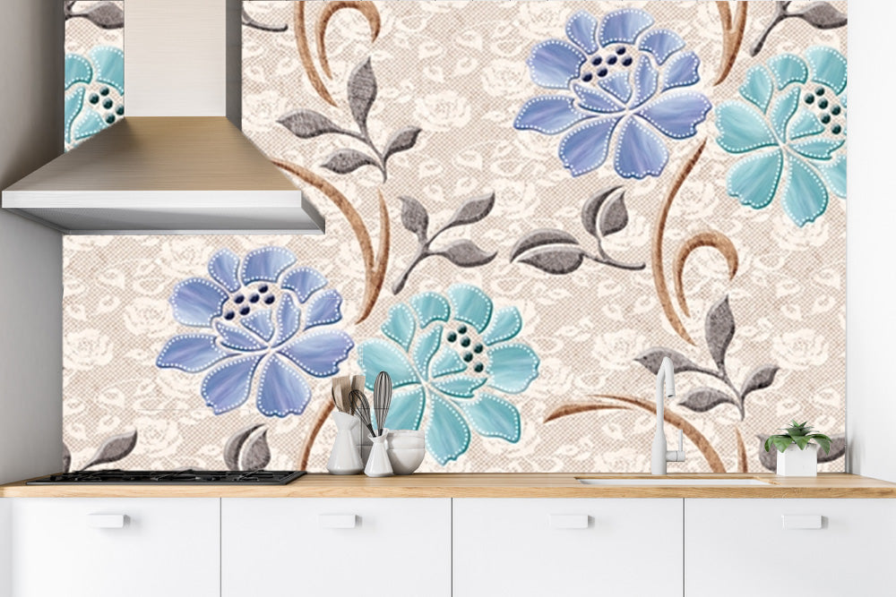Beautiful Kitchen Tiles Pattern Customised Wallpaper