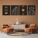 Black Golden Moon Phases, Set Of 4