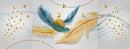 Golden Blue Feathers Painting Self Adhesive Sticker For Table