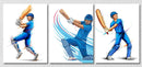 Cricket Batsman Wall Art, Set Of 3
