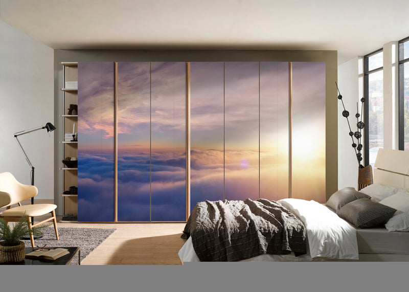 Sunrays In Cloud Painting Self Adhesive Sticker For Wardrobe
