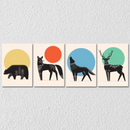 Black Silhouette Animal Art, Set Of 4