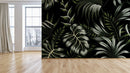 Exotic Leaves Dark Background Tropical Wallpaper