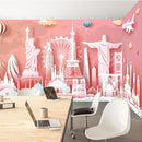 Pink White City Wallpaper