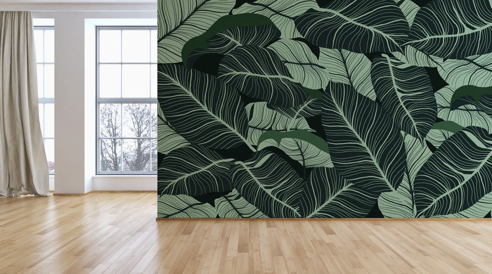 Shades of Green Forest Tropical Wallpaper