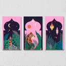 Pink And Black Tiger Wall Art, Set Of 3