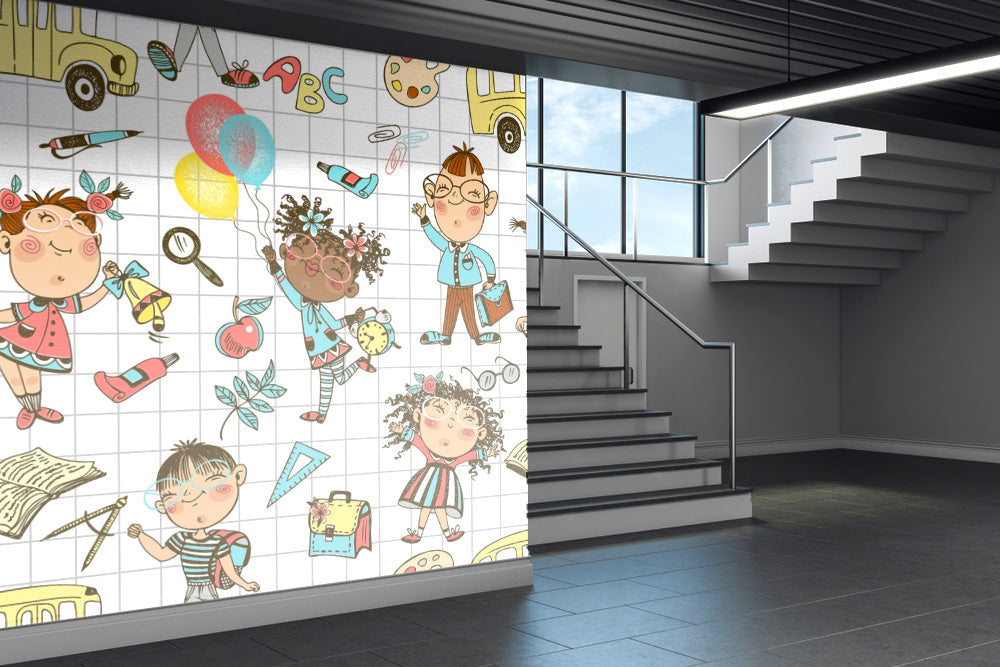 Cute Kids School Wallpaper