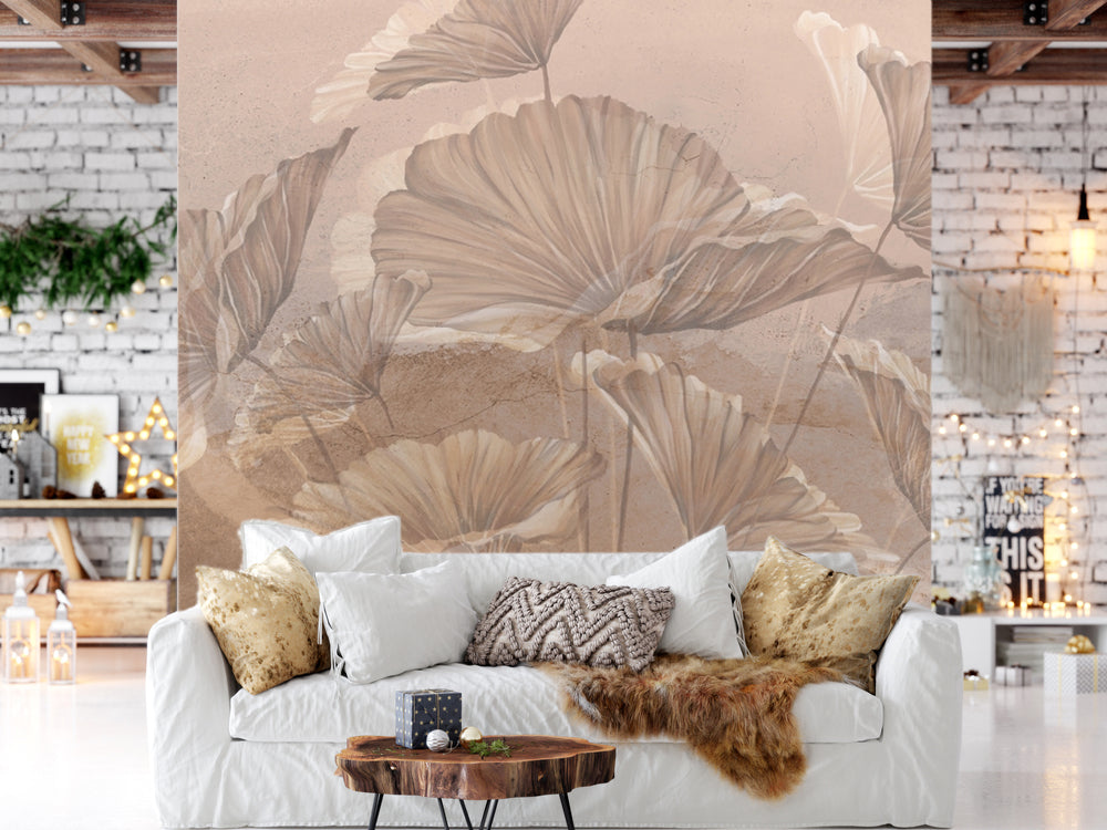 Lotus Leaves Background Pattern Customized Wallpaper