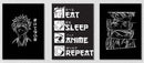 Eat Sleep Anime Repeat, Set Of 3