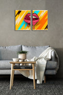 Abstract Lips Art, Set Of 2
