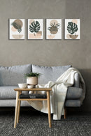 Aesthetic Leaf Art, Set Of 4