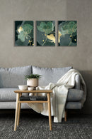Gold & Green Leaf, Set Of 3