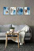 Blue Leafy Art, Set Of 4