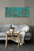 Golden Blue Leaf, Set Of 3