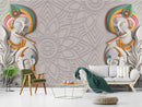 White God Krishna With Colourful Turban wallpaper for wall
